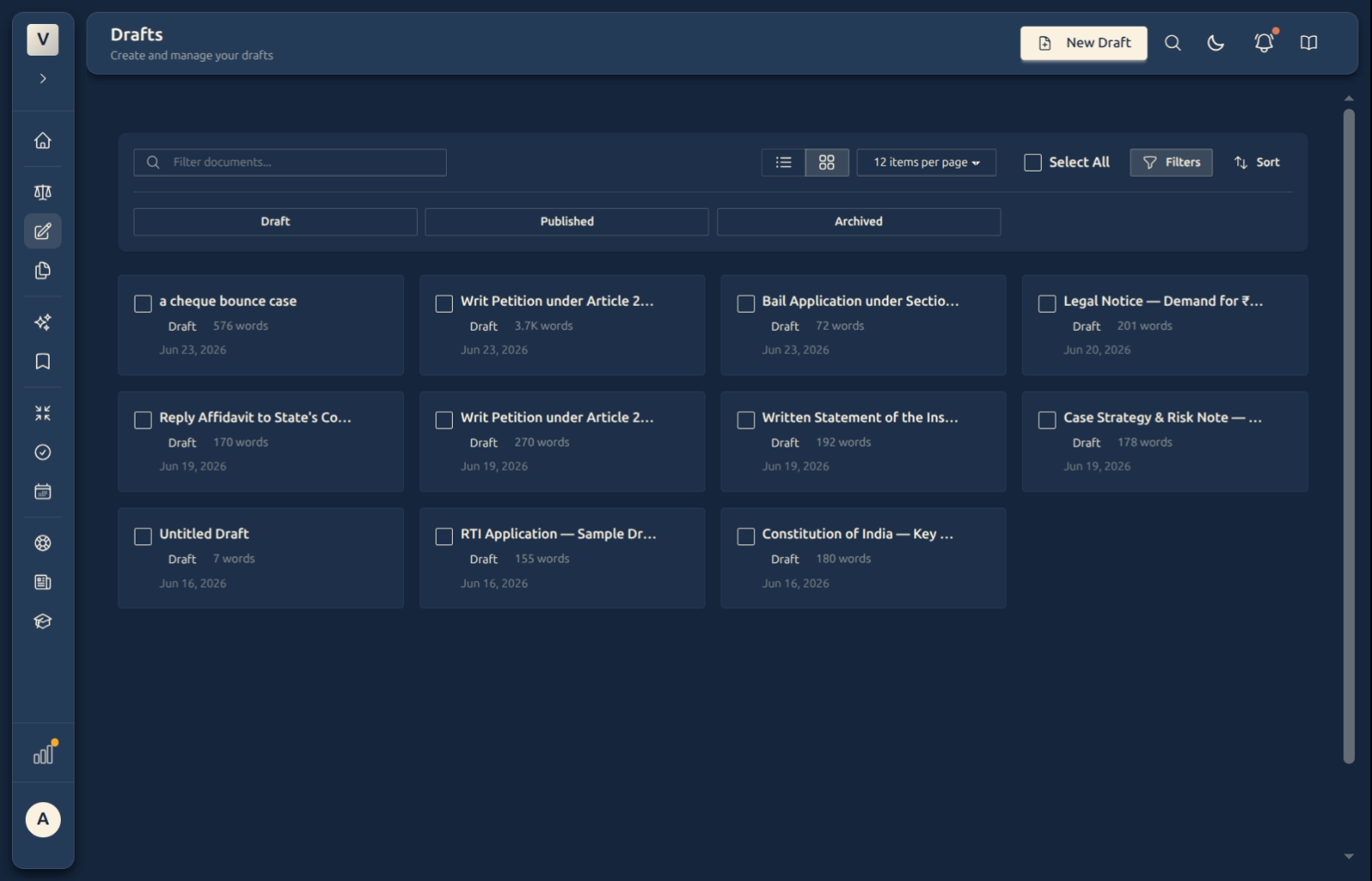 Search box with the Filters panel showing the status chips