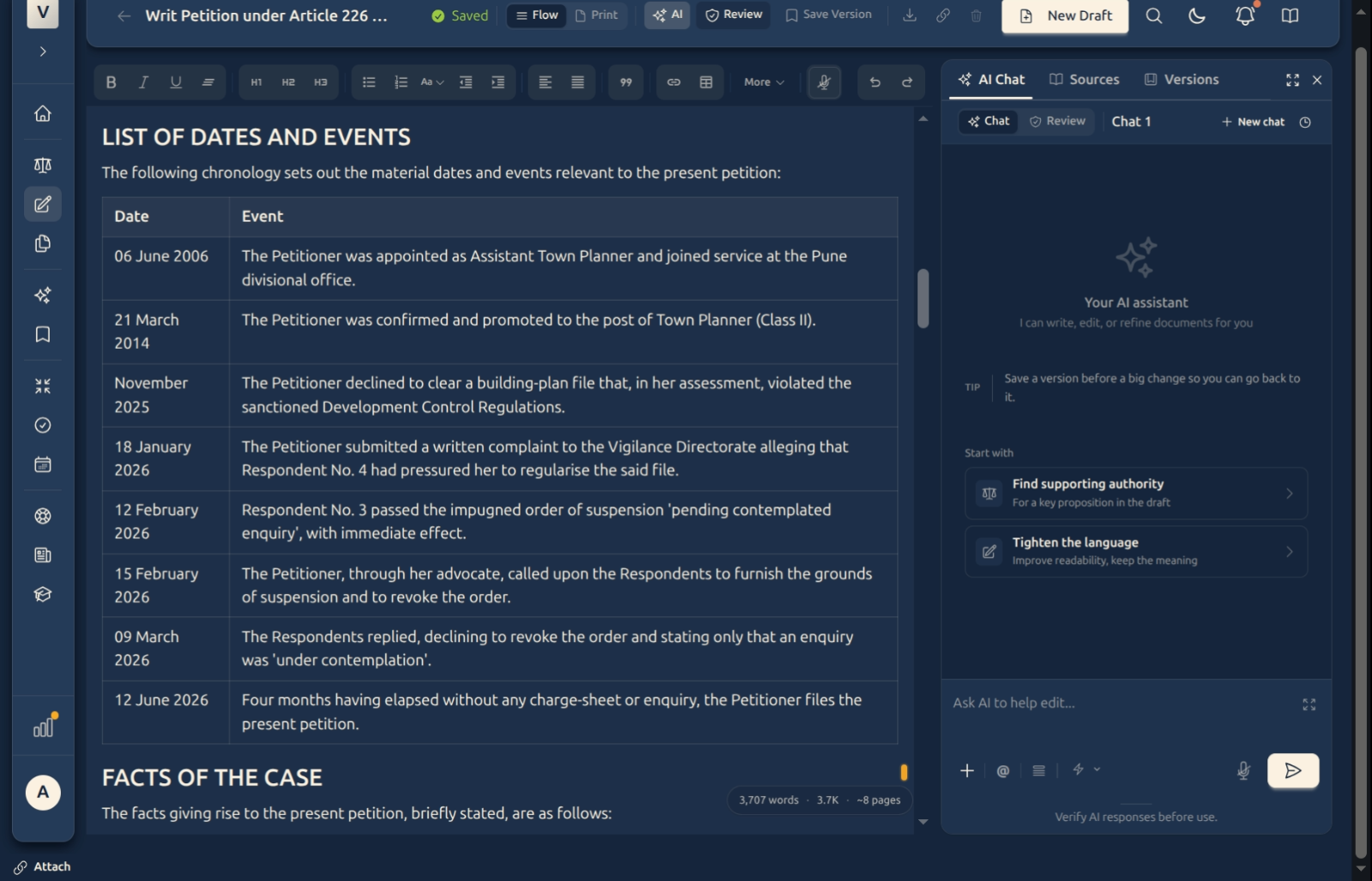 A list-of-dates table and a blockquote of Article 21