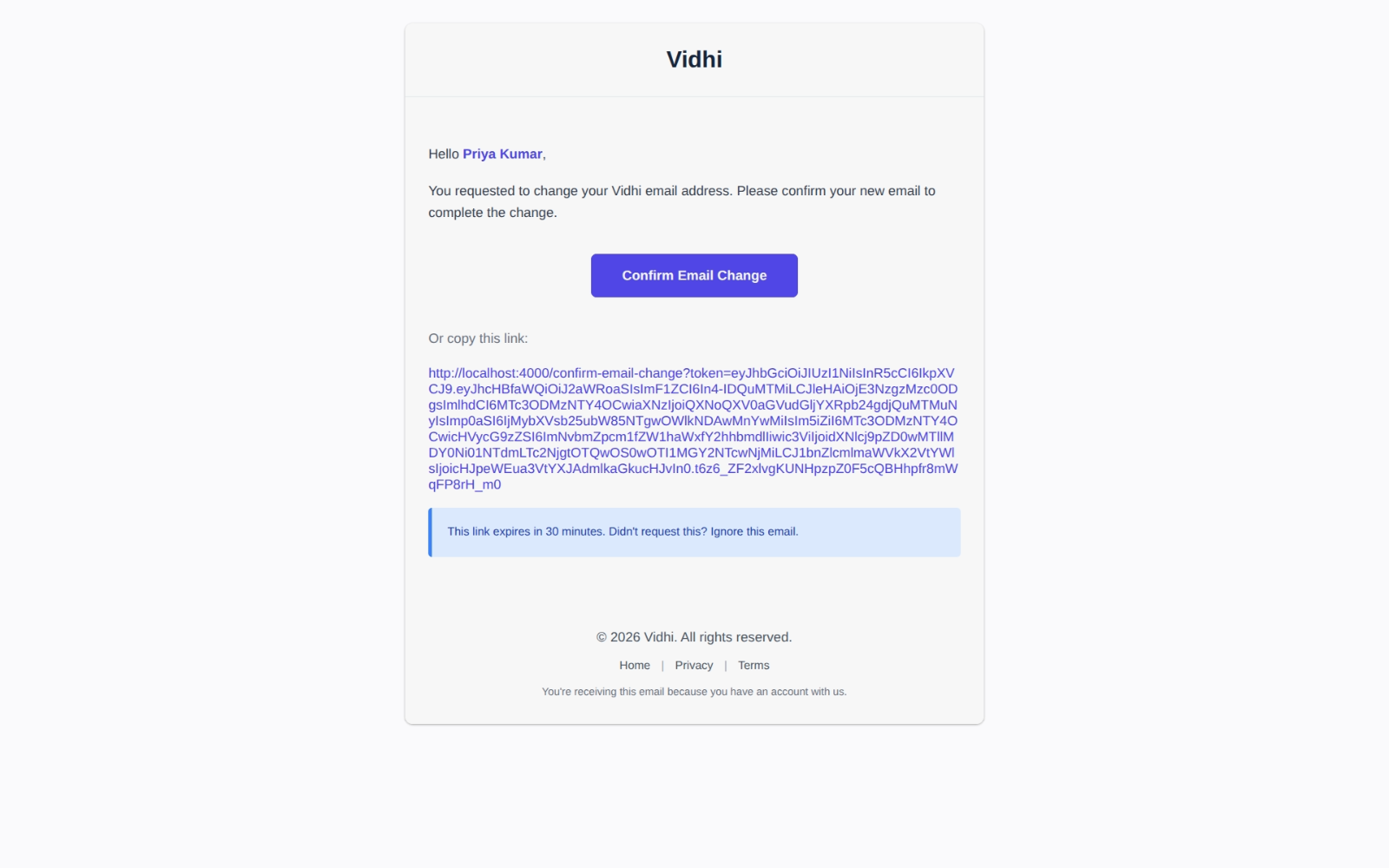 Verification email showing confirm button